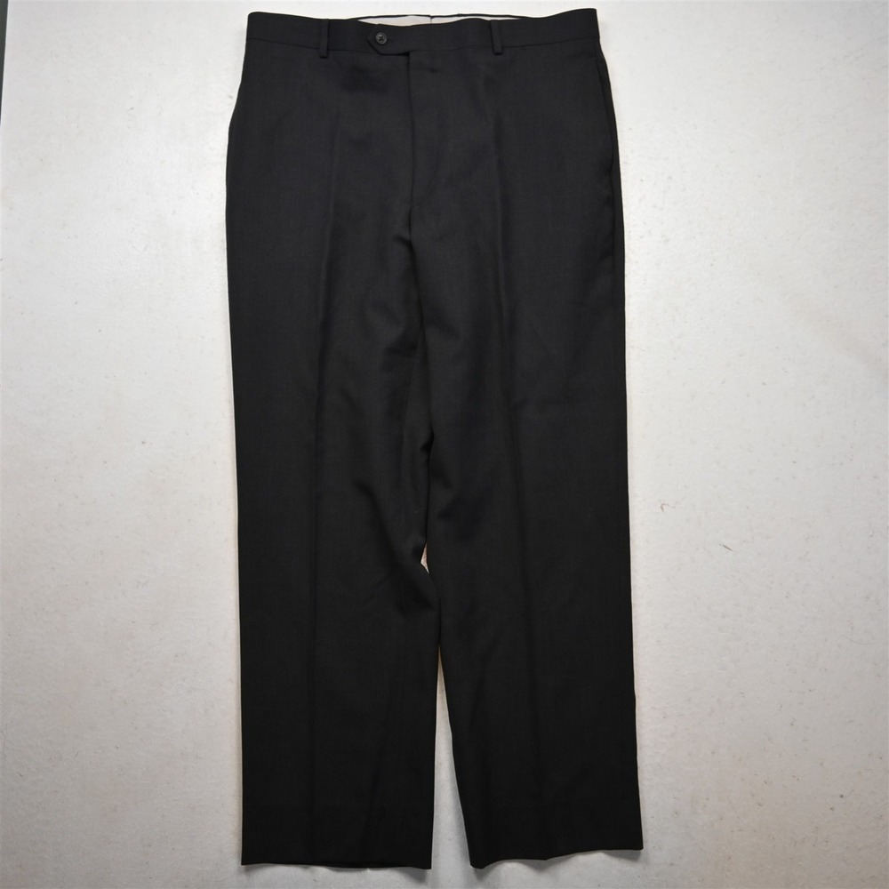 Wilke Rodriguez 38x32 Gray Wool Flat Front Straight Suit Trouser Dress Pants